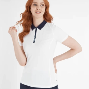 Calvin Klein Womens Raquette Golf Polo Shirt – White / Navy