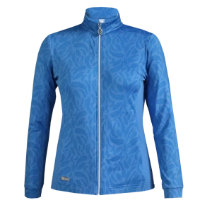 Island Green IGLTL2401 – Ladies All Over ‘Feather’ Print Zip Through Top Layer