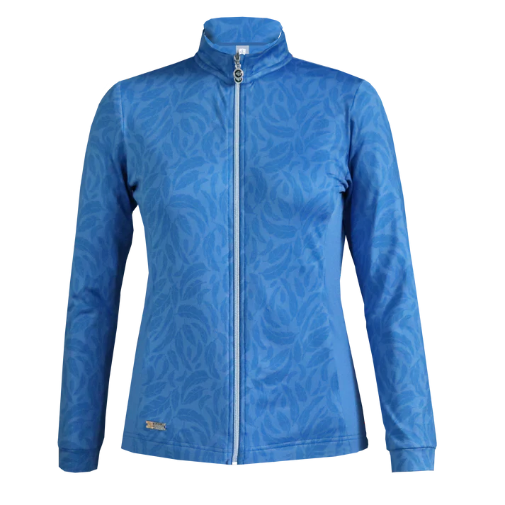 Island Green IGLTL2401 - Ladies All Over 'Feather' Print Zip Through Top Layer