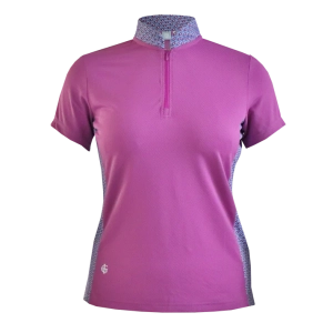 Island Green IGLTS2412 – Ladies Geo Print Mandarin Collar Polo Shirt