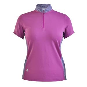 Island Green IGLTS2412 - Ladies Geo Print Mandarin Collar Polo Shirt