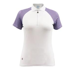 Island Green IGLTS2413 - Ladies Geo Print Ribbed Collar Polo Shirt