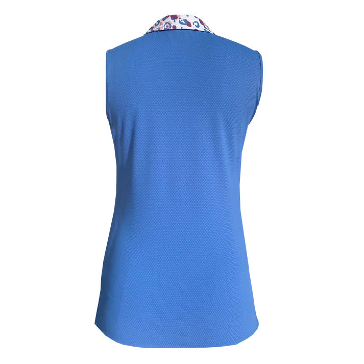 Island Green IGLTS2415 - Ladies Leopard Print Collar Sleeveless Polo Shirt - Image 3