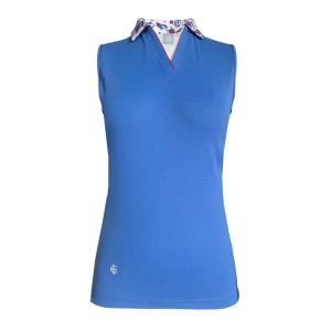 Island Green IGLTS2415 - Ladies Leopard Print Collar Sleeveless Polo Shirt