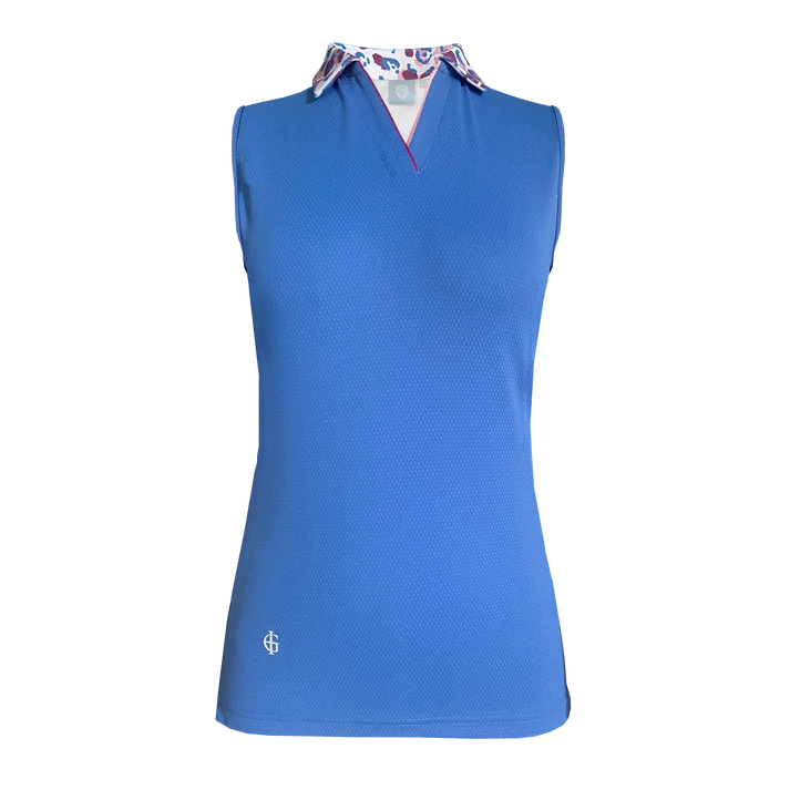 Island Green IGLTS2415 - Ladies Leopard Print Collar Sleeveless Polo Shirt