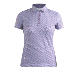 Island Green IGLTS2416 – Ladies All Over Geo Print Polo Shirt