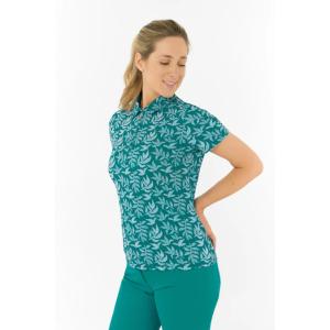 Pure Golf Amity Short Sleeve Polo Shirt - Teal Frondescence