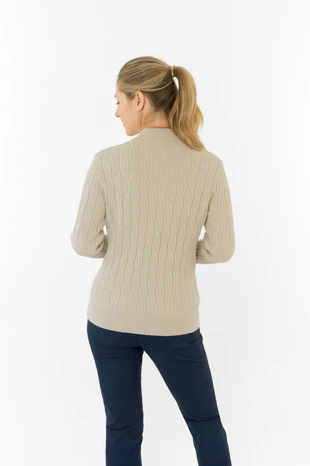 Pure Golf Ladies Sorrell Lined Jumper (Margot Knit) - Oyster - Image 3