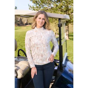 Serenity Long Sleeve Ladies Golf Zip Top - Whitecap Whisper