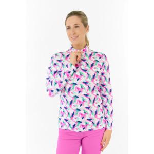 Serenity Long Sleeve Ladies Golf Zip Top - Portrait of Paradise